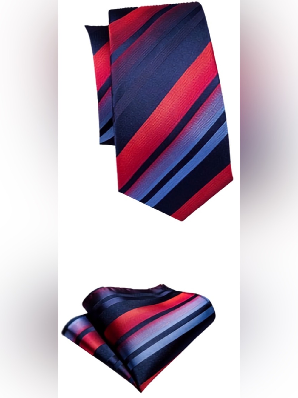 Men's Red and Blue Striped Silk Tie - Classic Formal Accessory